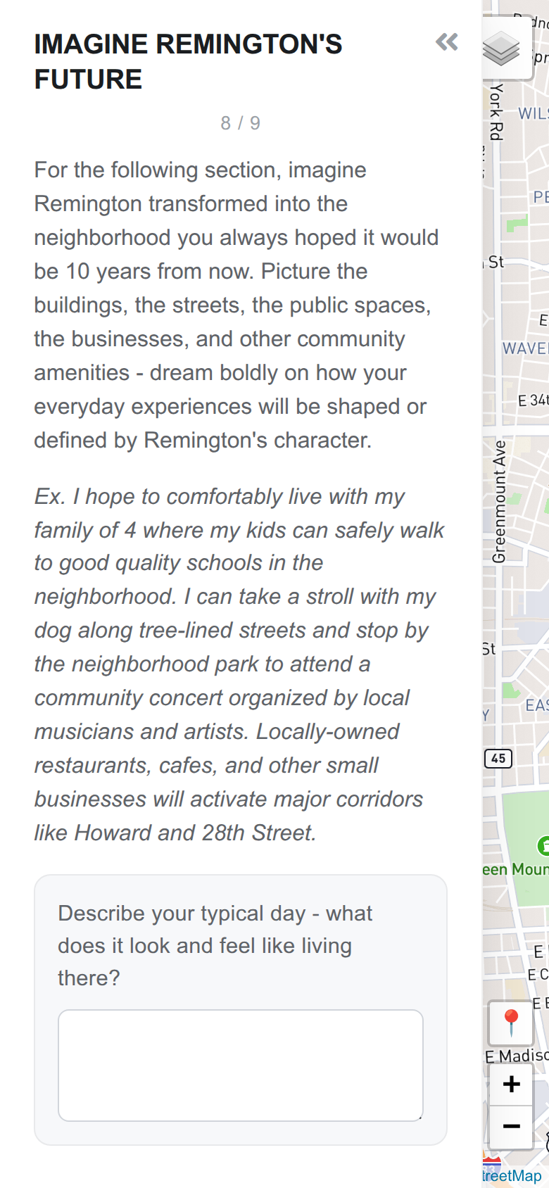 The page asking residents to imagine Remington ten years from now.